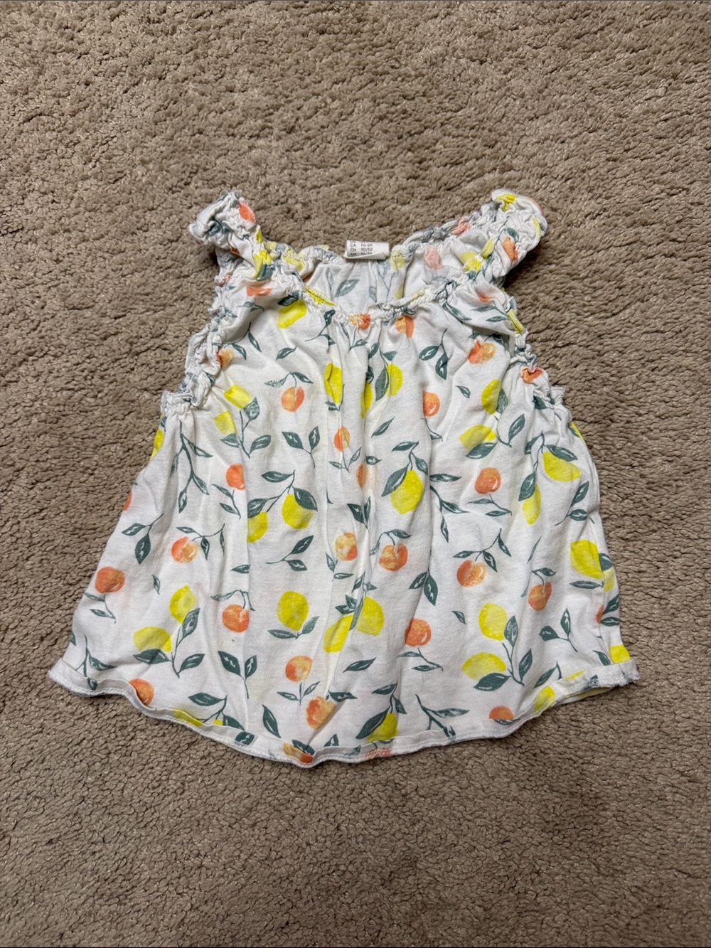 H&M White Tank Top with Yellow & Orange Citrus Motif